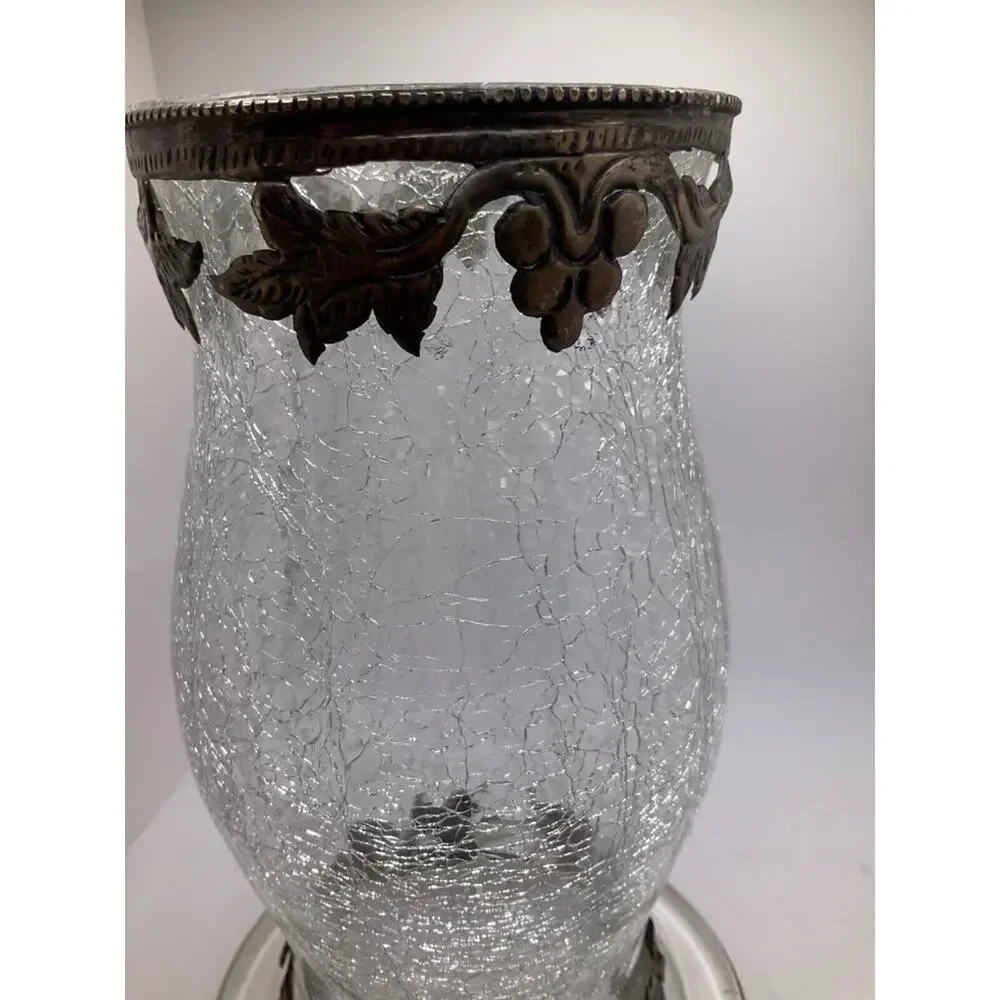 Vintage Crackled Globe Cover and Candle Plate - 9 Inches Tall, Dual‎ Open Ends